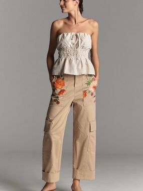 Anthropologie Embroidered Cargo Pants New Size Small